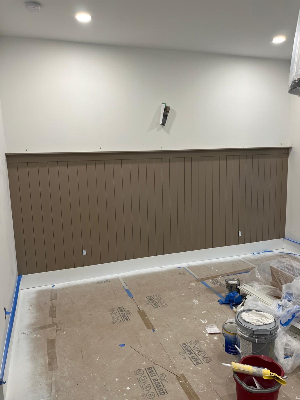 Board and batten feature wall in progress